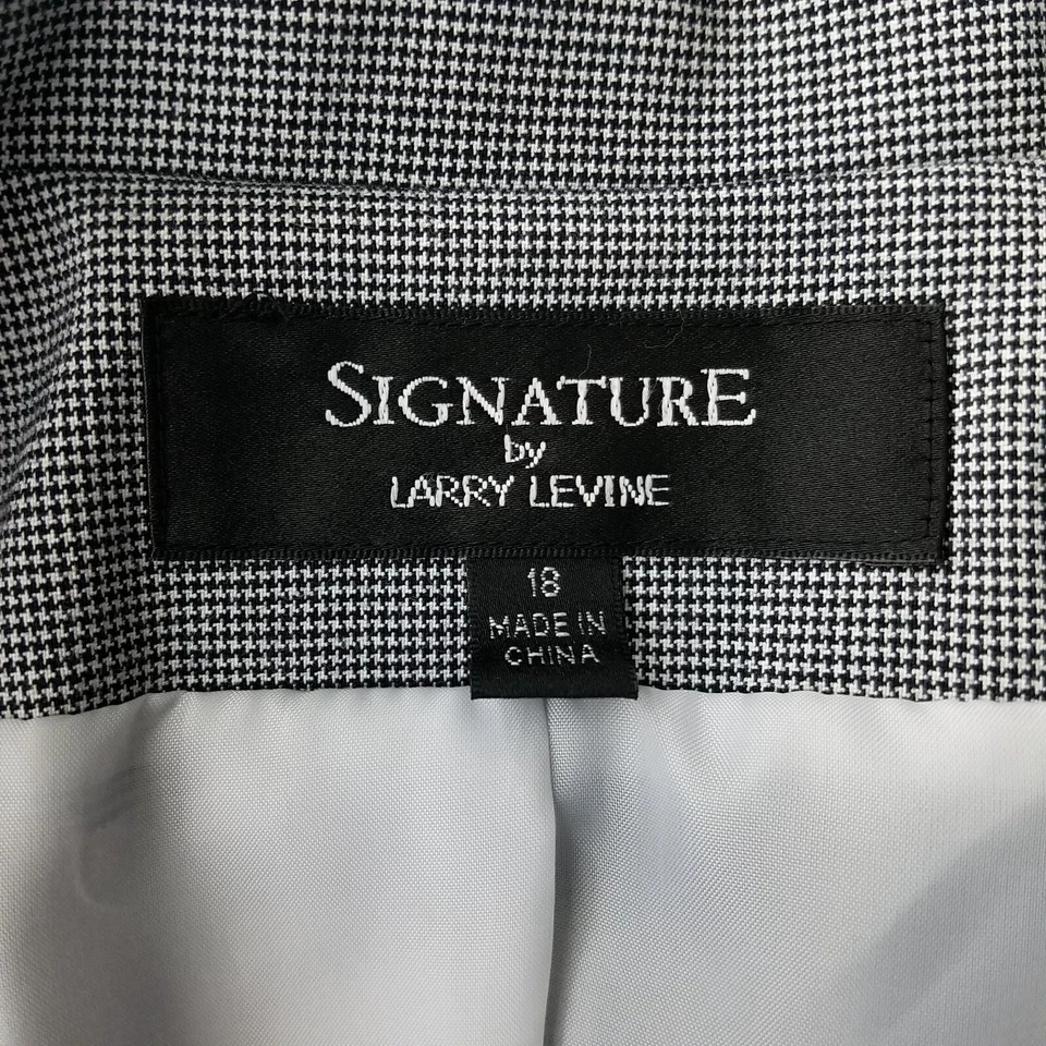 Signature Larry Levine размер 18 клетчатый блейзер и брюки костюм комплект черный белый с подкладкой - Изображение 4 из 4