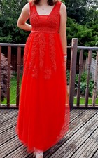 Red Full Length Evening Prom Dress