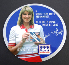 Werbe-Aufkleber Chris Evert-Lloyd USA Tennis Rucanor sporting goods 80er Jahre