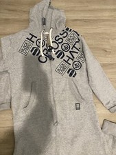 VTG Cross Hatch Forward Thinking Black Label Gray Hooded Jumpsuit One Piece XL