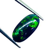 2.51 Cts Natural Ethiopian Black Opal 14x7mm Oval Multi Fire Loose Gemstone