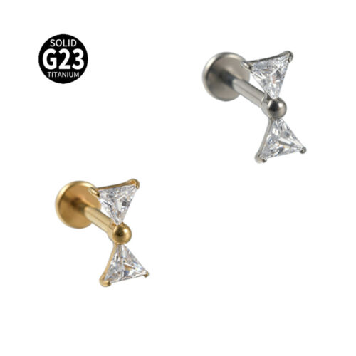2PCS Titanium Flat Back Lip Stud Tragus Helix Cartilage Crystal Flower Earrings - Picture 14 of 29
