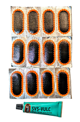12x TIPTOP Schlauchflicken oval Größe F2 50 X 25 mm + SVS-Vulc 10g