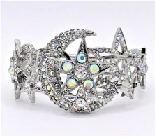 Kirks Folly MOON MAGIC Aurora Borealis Crystal Moon & Stars Bracelet ST