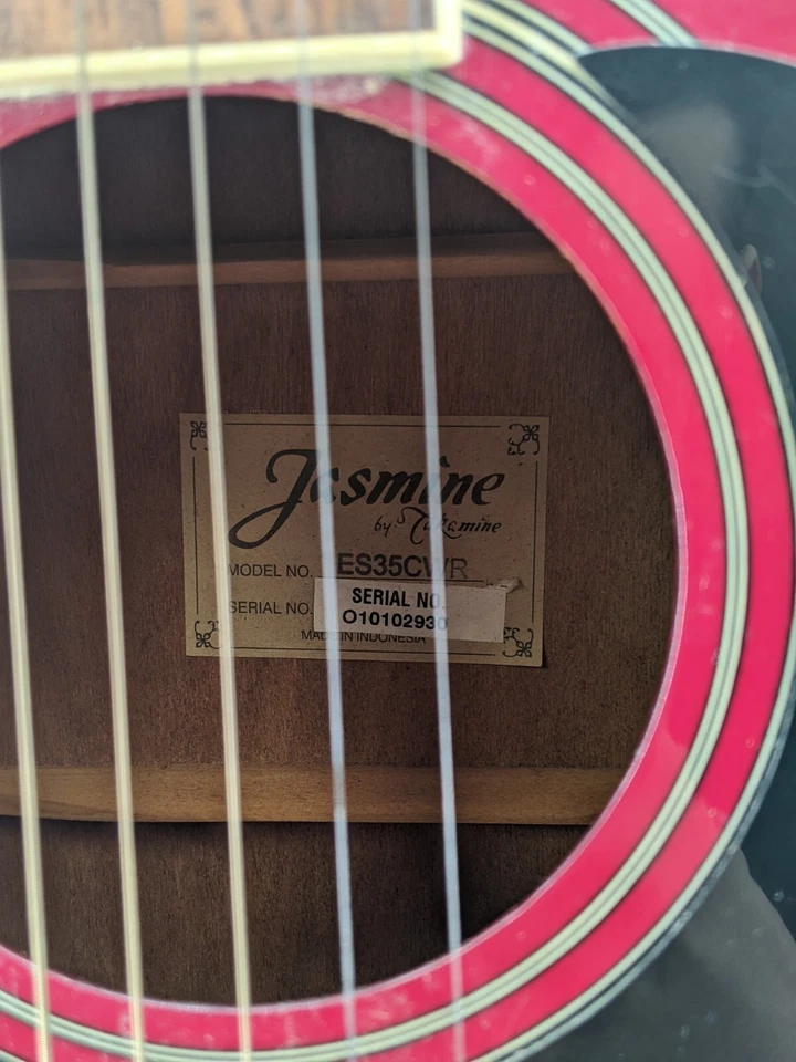 Jasmine ES35CWR Acoustic Electric Guitar Red w/ Case - Image 3 of 4