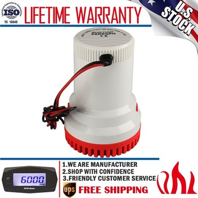 2000 GPH Electric Bilge Water Sump Pump Submersible Silent Fishing Marine Boat