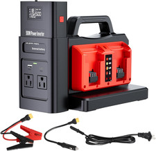 500W Pure Sine Wave Inverter for Milwaukee 18V Battery, 2 AC Outlets  USB