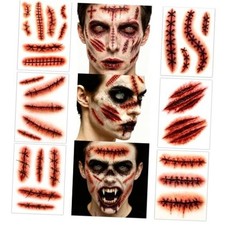 Halloween Fake Stitches Tattoo Scar Tattoos Temporary Realistic Fake Scars A
