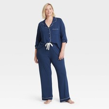 Stars Above Women's Plus 3X Top  Pant Navy Blue 2 Piece Pajama Set NEW