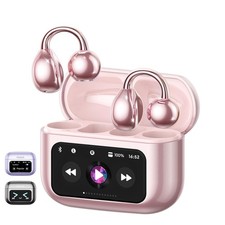 Clip On Open Ear Earbuds Wireless Bluetooth 5.4, Clip On Earbuds with LCD Tou...