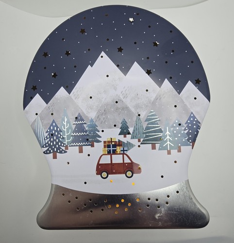 Lighted Christmas Tin Snow Scene Cutout 7"x6" Approx. Handmade - Bild 6 von 11
