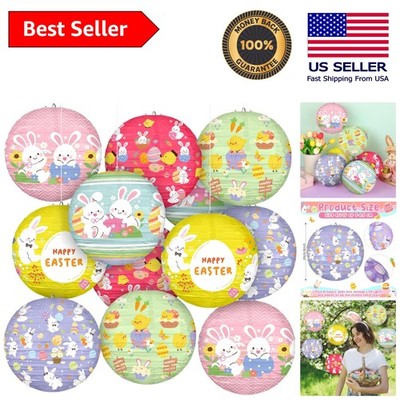 Pastel Bunny Paper Lanterns - 12 Pcs 8-Inch Decorations for Easter Gatherings