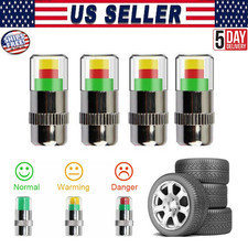 4x Car Tire Pressure Monitor Valve Stem Caps Sensor Indicator 3 Color Eye Alert