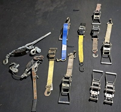 Lot of Cargo Tie Down Ratchets Overcenter Buckles Come Along Hoist Hand Winch 2''