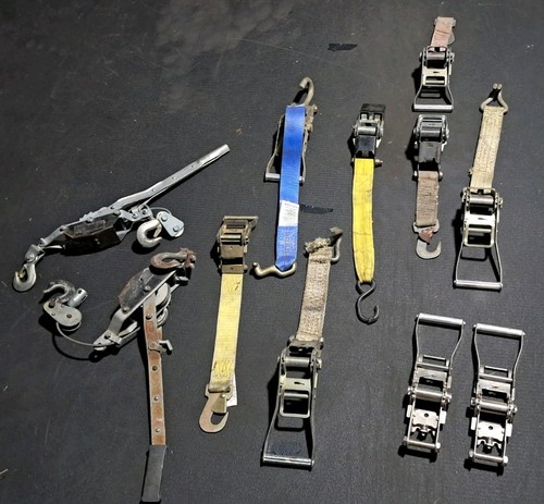 Lot of Cargo Tie Down Ratchets Overcenter Buckles Come Along Hoist Hand Winch 2"