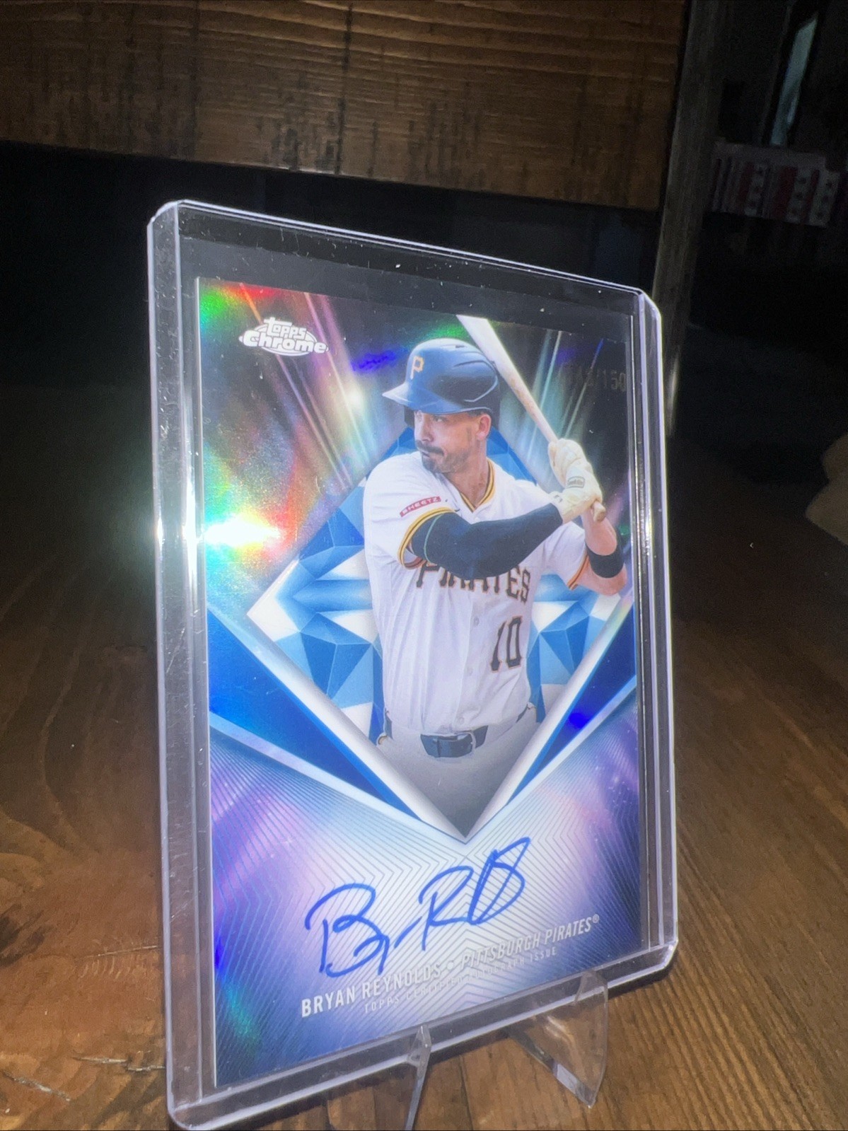 2026 Topps Chrome Bryan Reynolds 75th Diamond Auto 101/150 #75D-BR Pirates view 2