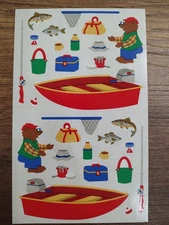 Vintage Mrs. Grossman Gone Fishing Stickers Boat Bear Bait Box Tackle Box 2 Mods
