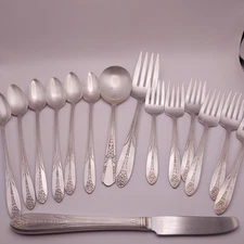 Vintage Silver Plated Flatware Mixed Set 15 Piece Soup Salad Desert