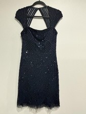 Adrianna Papell Dress Womens 10 Black Beaded Sequin Cocktail Party Sheath