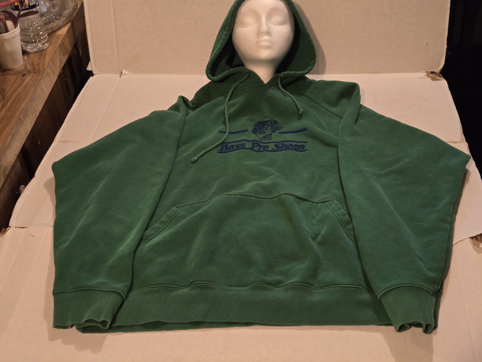Bass Pro Shops Johnny Morris Hoodie Men's XXL Green Pullover Sweatshirt Fishing