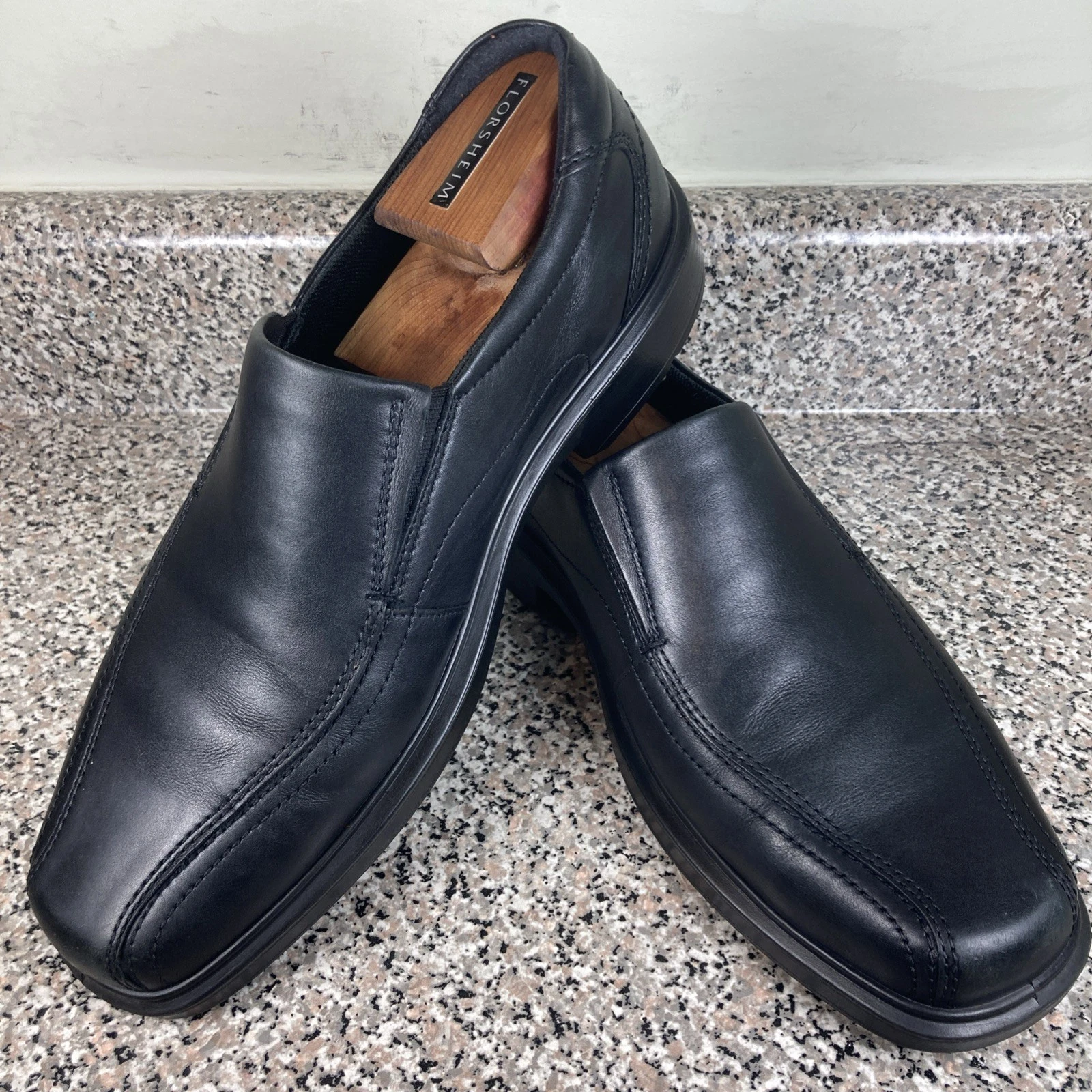 Mocassino ECCO Helsinki Classic slip on nero in pelle punta bici uomo 11US 44EUR