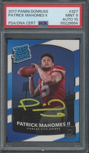 2017 Panini Donruss #327 Patrick Mahomes II Auto RC Rookie Mint PSA 9 10 Auto