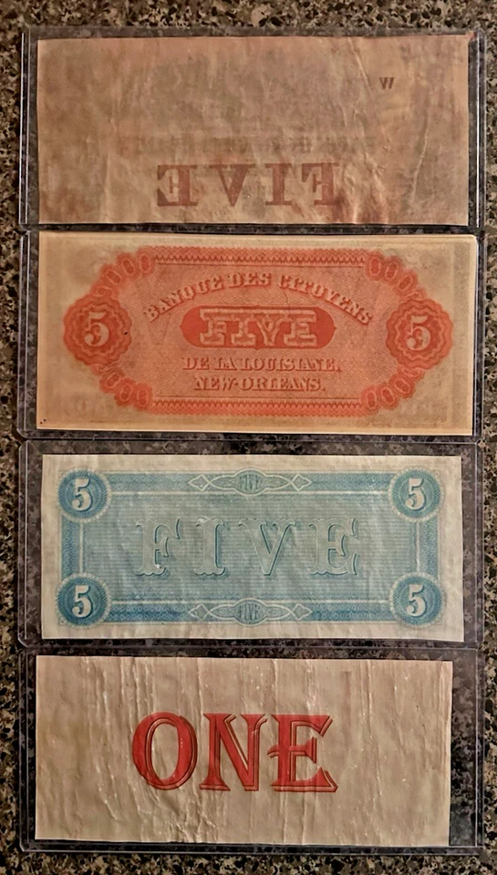 Lot of 3 Confederate States of America Bills $5, $5, $5 & $1 - Image 2 of 2