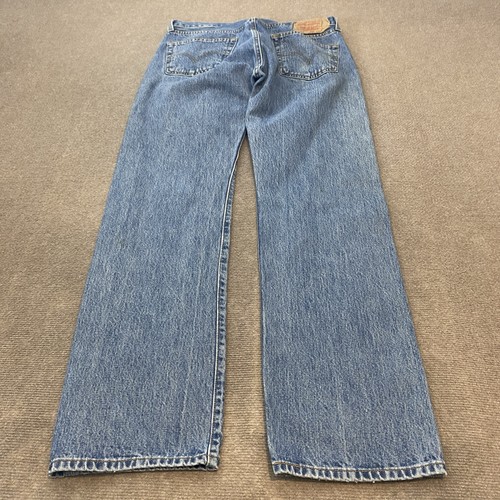 vtg Levi's 501 Jeans Mens 35 Fits 34x34 Blue Denim Distressed Straight y2k - Picture 2 of 12