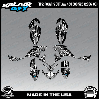 Graphics Kit for Polaris ATV Outlaw 450 500 525 (2006-2008) Swift-WHITE