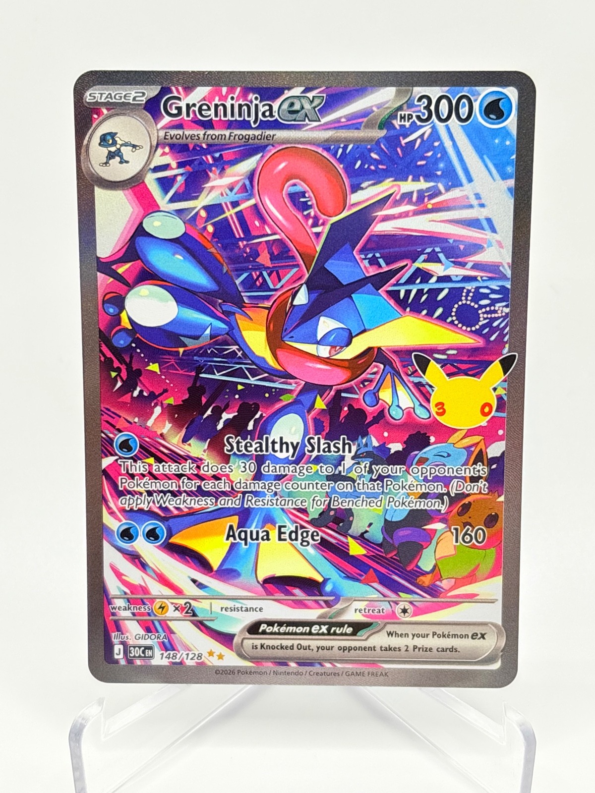 Pokémon 2026 Greninja ex 148/128 SIR 30th Celebration Anniversary NM - In Hand!