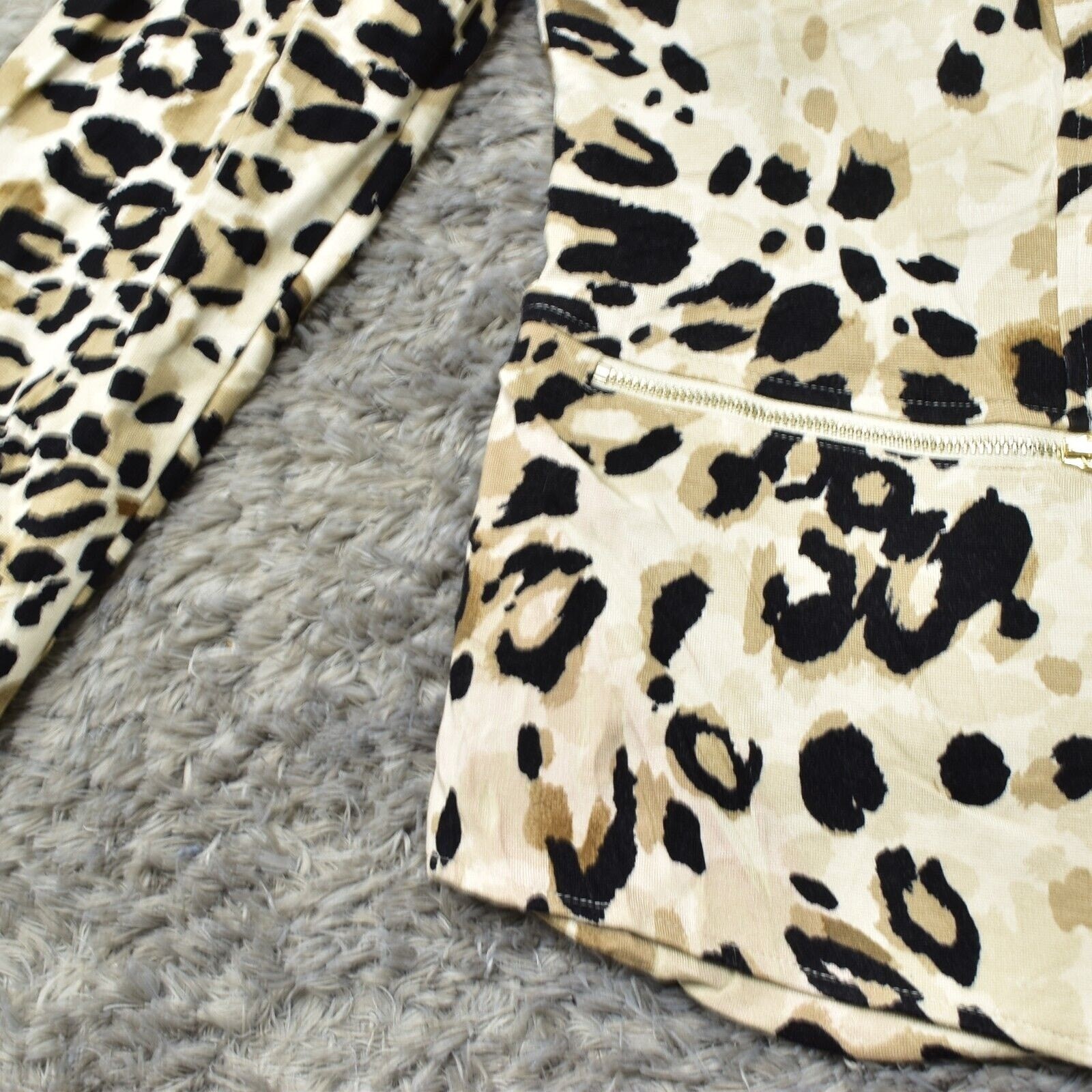 Chico's Women's Size 2 Basic Jacket Brown Cheetah… - image 5