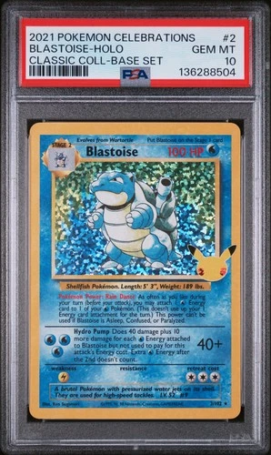 2021 POKEMON CELEBRATIONS CLASSIC COLL #2 BLASTOISE-HOLO PSA 10