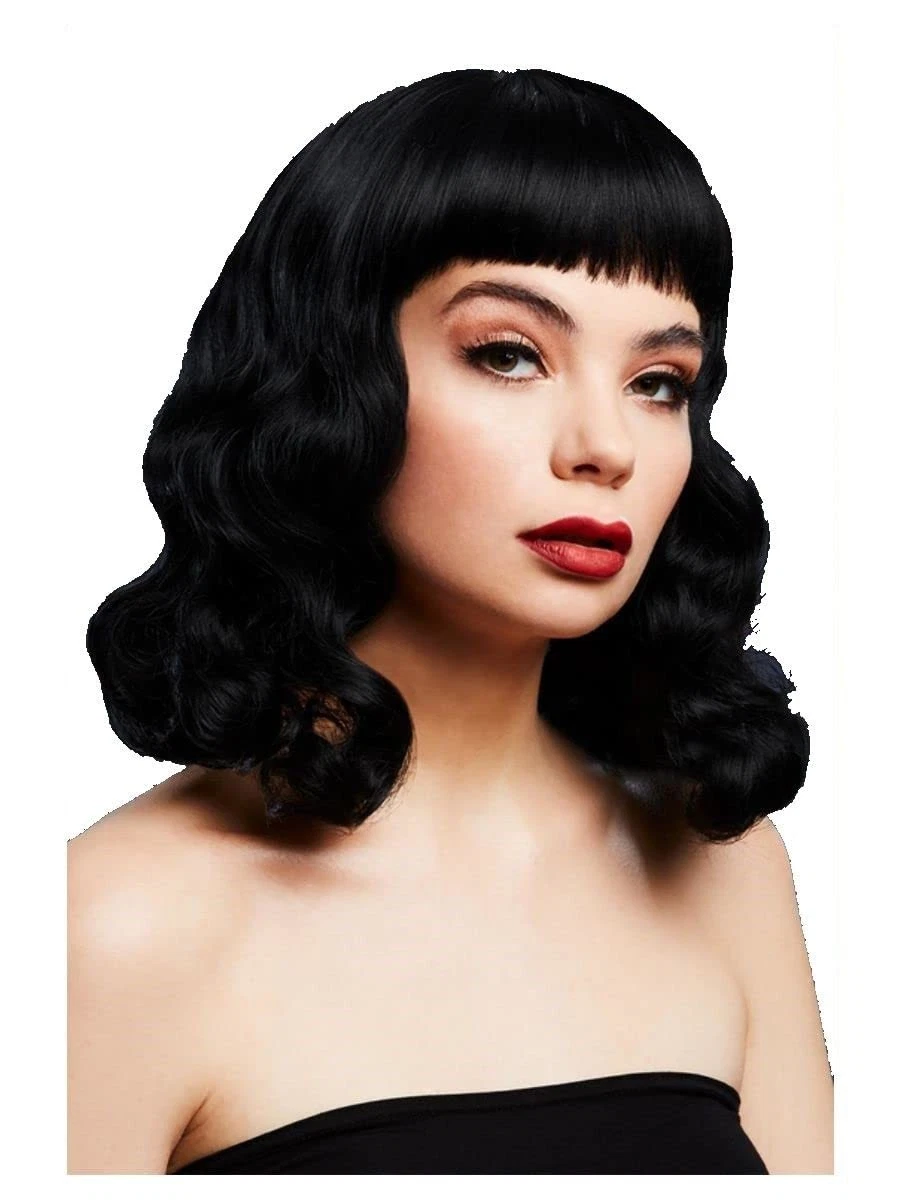 Smiffys Peluca Glamour Negra Larga Y Rizada – Talla Única – Accesorio De Disfraz De Alta Calidad Para Fiestas Y Halloween