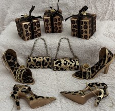 Leopard Ornaments Christmas Presents-Shoes-Purses Diva Set Of 9