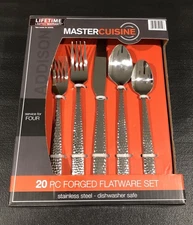 Master Cuisine 20 Piece Forged Flatware Set Textured Handle Stainless Steel- New