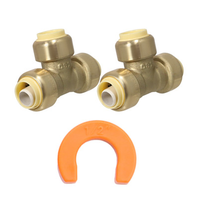 2 Pack XFITTING 1/2'' Push Fit Tee w. 1 Disconnect Clip, 1/2'' Push to Connect Tee