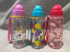 Kids Water Bottle with Straw  Strap