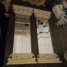 2 VTG Beveled Wall Mirror Large Scrolled Orna...