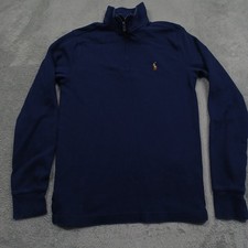 Polo Ralph Lauren Sweater Boys Large Blue 1/4 Zip Preppy Pullover