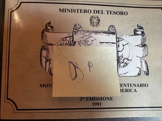 Italia 1991 500 Lire Argento V Centenario Scoperta America 3ª Emissione Folder