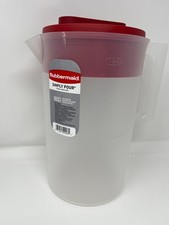 Rubbermaid Simply Pour Pitcher 1 Gallon Clear Red Top Drink Beverage MADE IN USA