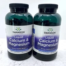 TWO NEW SEALED Swanson Liquid Calcium and Magnesium 200 Softgels
