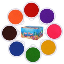 Large Rainbow Finger Craft Ink Pads For Rubber Stamp Scrapbook Paper 8 Pack