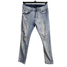 Waimea Boys Skinny Fit Jeans Paint Splatter Distressed Ripped Size 8