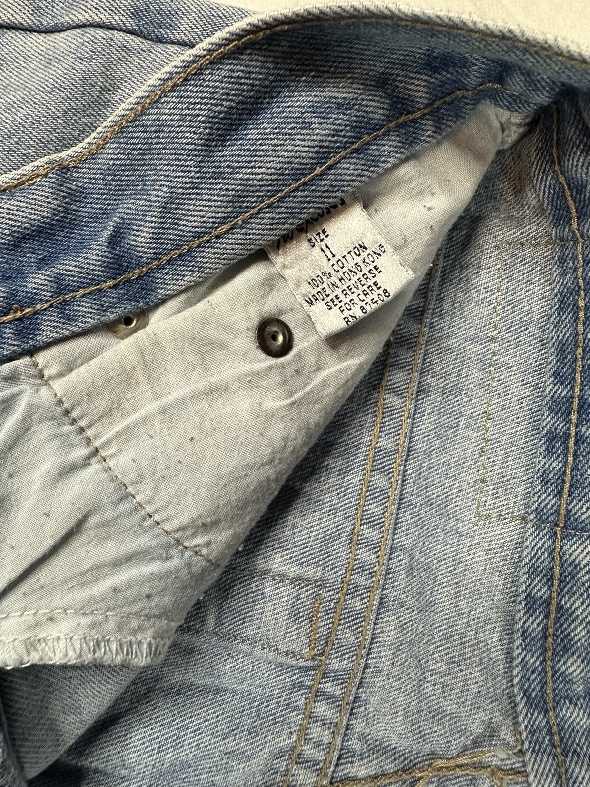 VNT 90s One World Plaid Patchwork Distressed Jean… - image 9