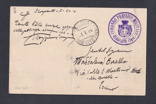 ITALY AEGEAN 1914 HANDSTAMP ON 'SCALA DI PIGADIA’ POSTCARD SACRPANTO TO TORINO