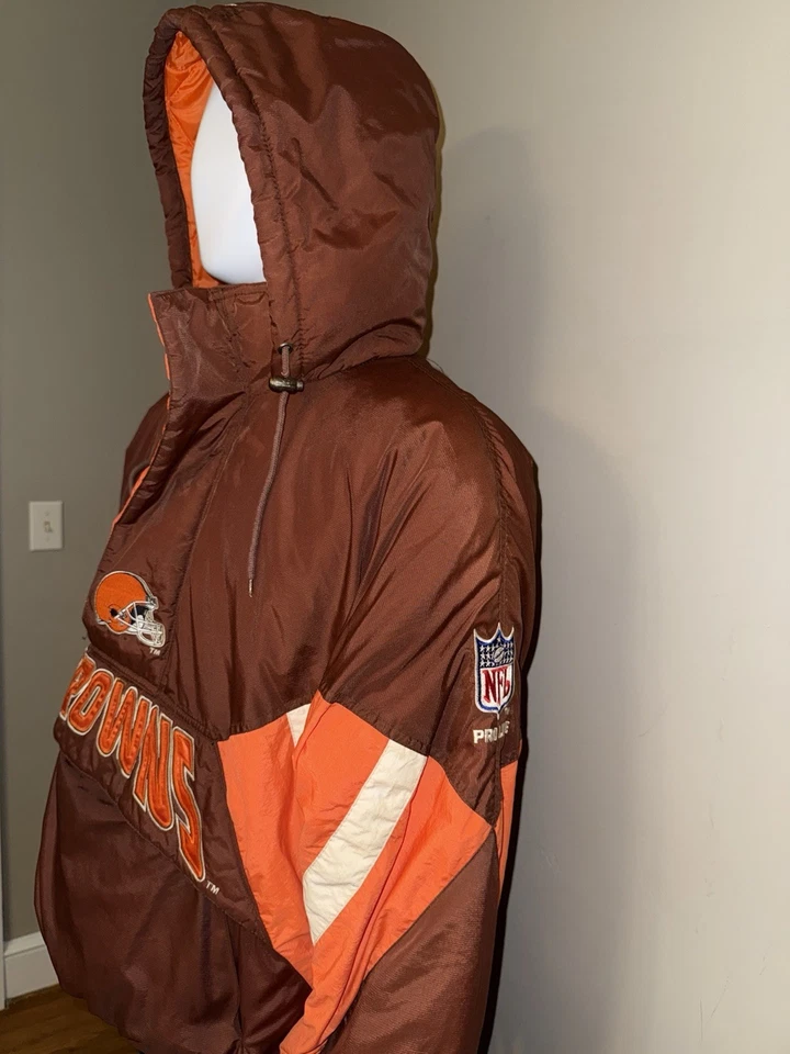 Chaqueta con Capucha Pullover Vintage Años 90 NFL Cleveland Browns 1/2 Cremallera (Talla L) Foto 3 de 4