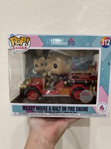 Disneyland 70th Anniversary Funk Pop 312 Mickey Mouse & Walt On Fire Engine