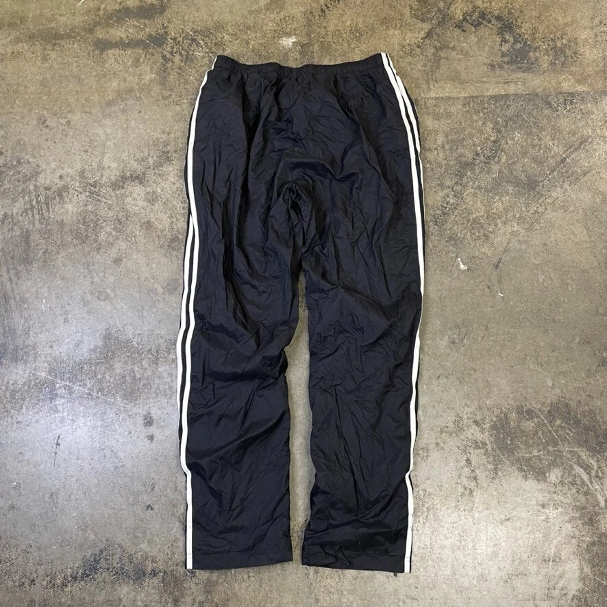 Adidas Track Pants Y2K Straight Leg Sports Joggers, Black, Mens Large