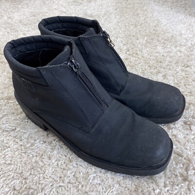 Totes Womens Size 8 ''Jenny'' Cuban Heel Bootie Boots Ankle Solid Black Zip